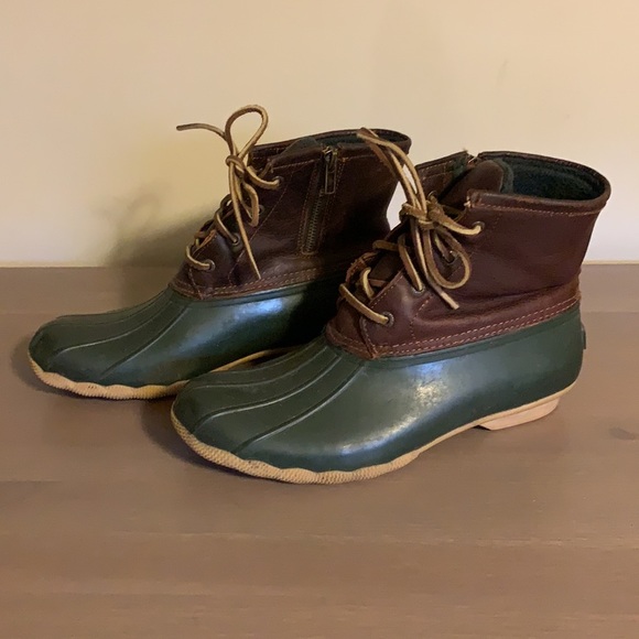 Sperry Top Sider Green and Brown Leather and Rubber Boots - Women’s Size 9 - Picture 2 of 7